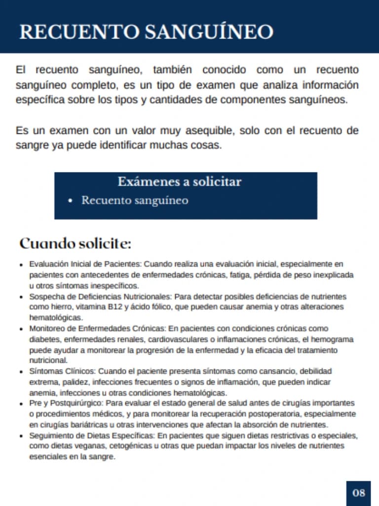 Recuento Sanguíneo - Contenido
