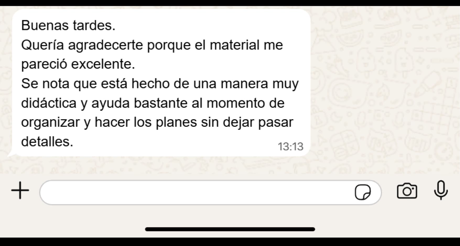 Testimonio: Material excelente, muy didáctico y ayuda a organizar los planes.